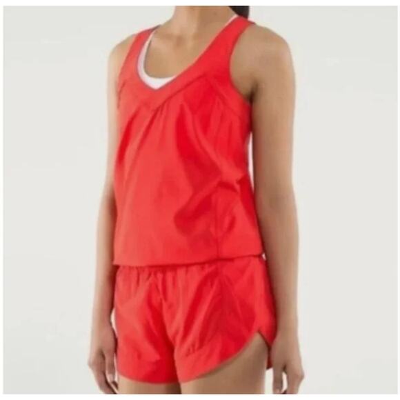 Lululemon Speedy Runsie Red Orange Romper Women's Size 2 - Picture 2 of 7